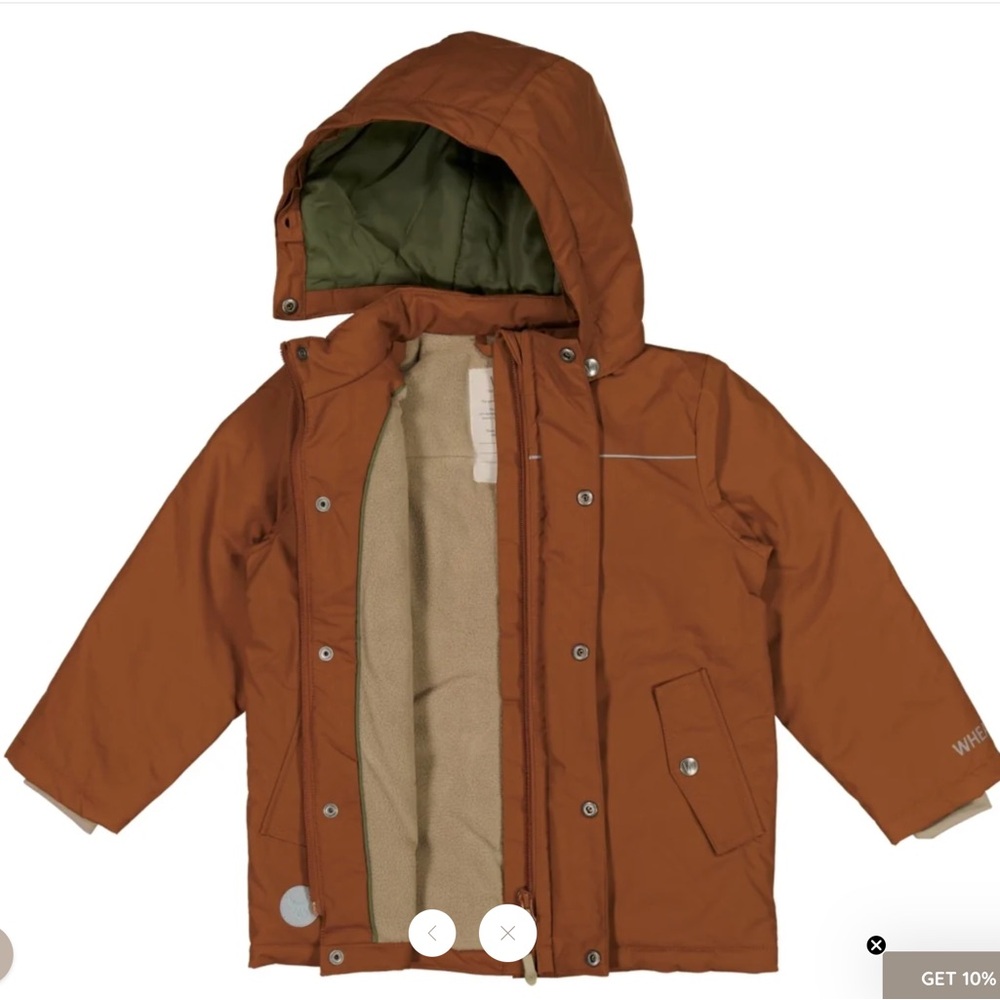 Wheat Kids Brown/Orange Hooded Winter Jacket